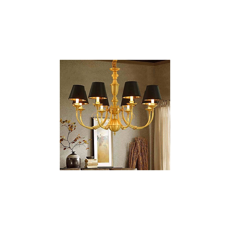Lustre Tradicional Clássico Country Latão Recurso para Mini Estilo Metal 8 Lâmpadas