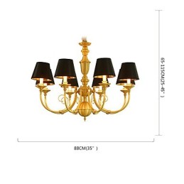 Lustre Tradicional Clássico Country Latão Recurso para Mini Estilo Metal 8 Lâmpadas