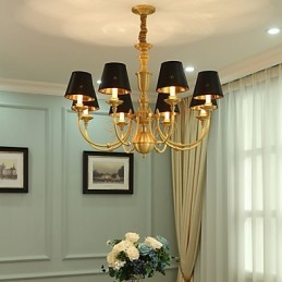 Lustre Tradicional Clássico Country Latão Recurso para Mini Estilo Metal 8 Lâmpadas