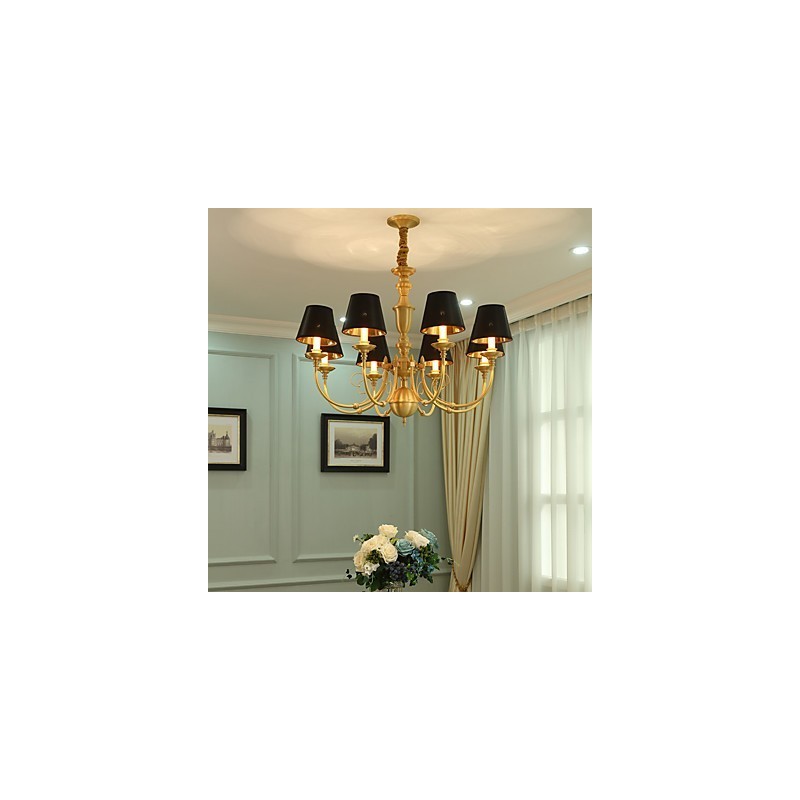 Lustre Tradicional Clássico Country Latão Recurso para Mini Estilo Metal 8 Lâmpadas