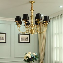 Lustre Tradicional Clássico Country Latão Recurso para Mini Estilo Metal 8 Lâmpadas