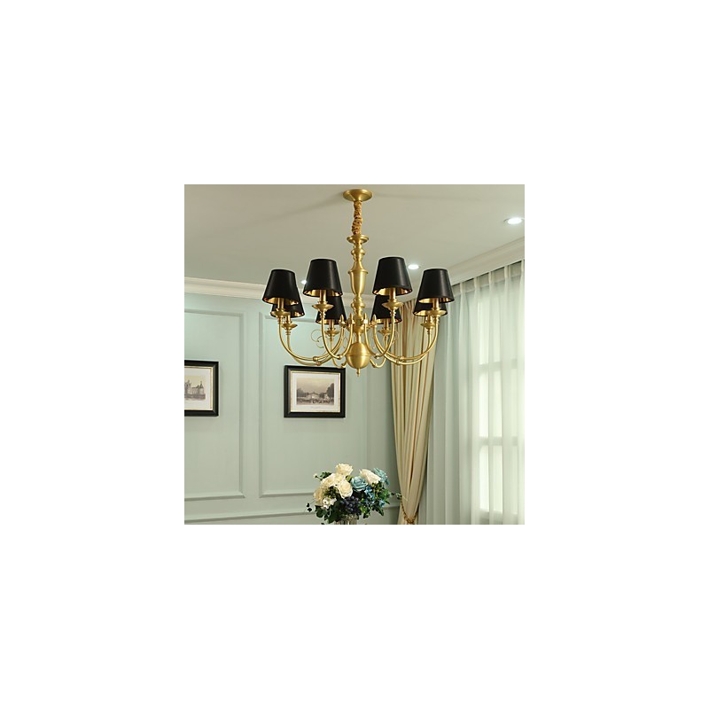 Lustre Tradicional Clássico Country Latão Recurso para Mini Estilo Metal 8 Lâmpadas