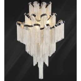 Lustre de alumínio com pingente de designer, cor prata, escada em espiral
