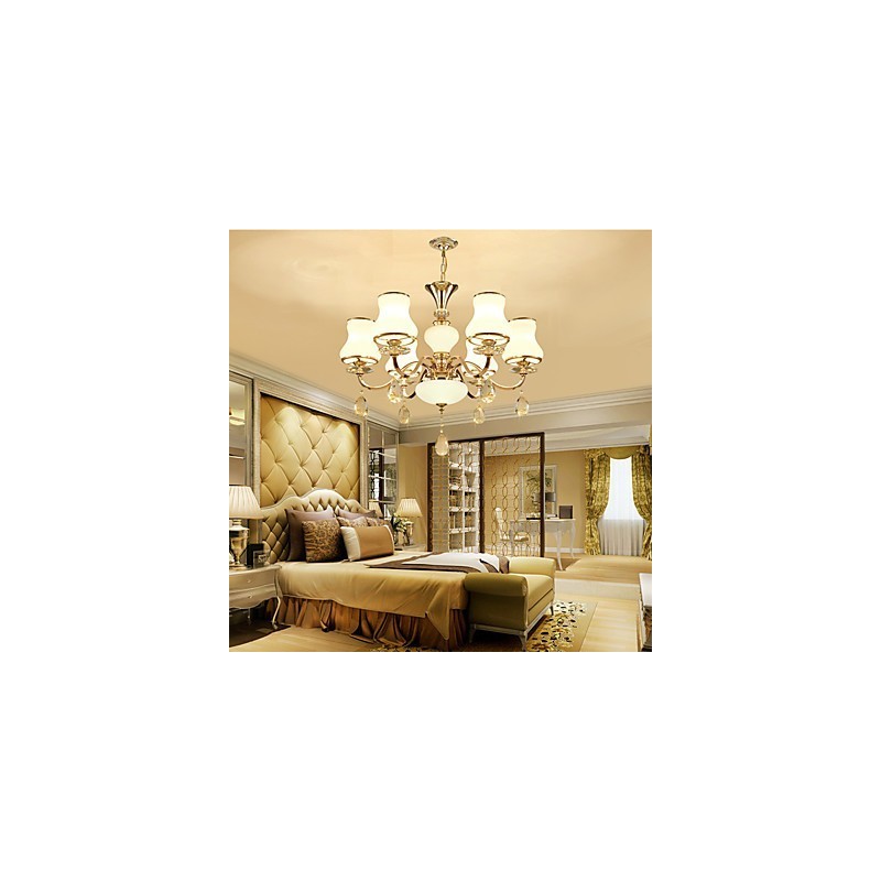 Lustre moderno contemporâneo galvanizado com recurso para metal cristal