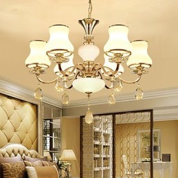 Lustre moderno contemporâneo galvanizado com recurso para metal cristal
