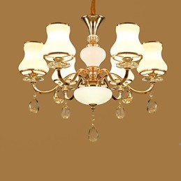 Lustre moderno contemporâneo galvanizado com recurso para metal cristal
