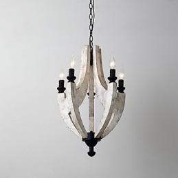 Pintura Vintage Recurso Mini Estilo Madeira Bambu Lustre Lâmpada Decorar Luminária Pendente