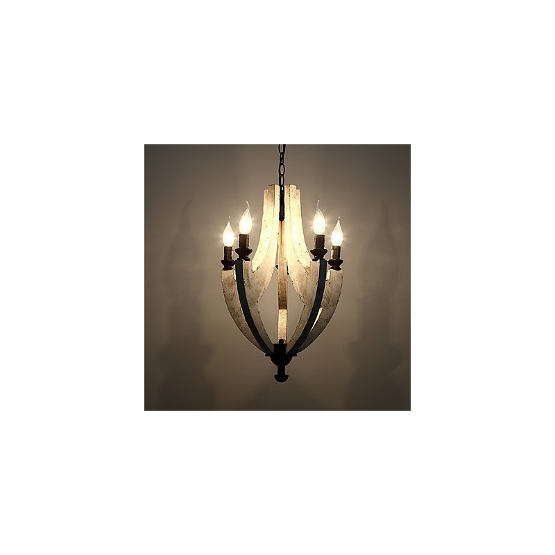 Pintura Vintage Recurso Mini Estilo Madeira Bambu Lustre Lâmpada Decorar Luminária Pendente