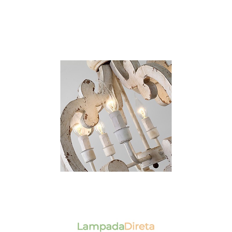 Pintura Vintage Recurso Mini Estilo Madeira Bambu Lustre Lâmpada Decorar Luminária Pendente