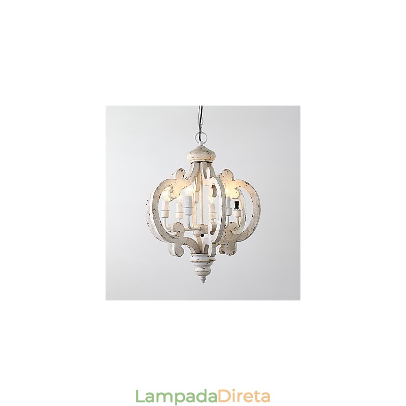 Pintura Vintage Recurso Mini Estilo Madeira Bambu Lustre Lâmpada Decorar Luminária Pendente