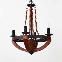 Quatro luzes vintage pintura característica mini estilo madeira bambu lustre lâmpada o decorador pendente lâmpada