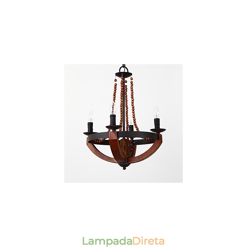 Quatro luzes vintage pintura característica mini estilo madeira bambu lustre lâmpada o decorador pendente lâmpada