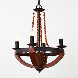 Quatro luzes vintage pintura característica mini estilo madeira bambu lustre lâmpada o decorador pendente lâmpada