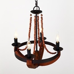 Quatro luzes vintage pintura característica mini estilo madeira bambu lustre lâmpada o decorador pendente lâmpada