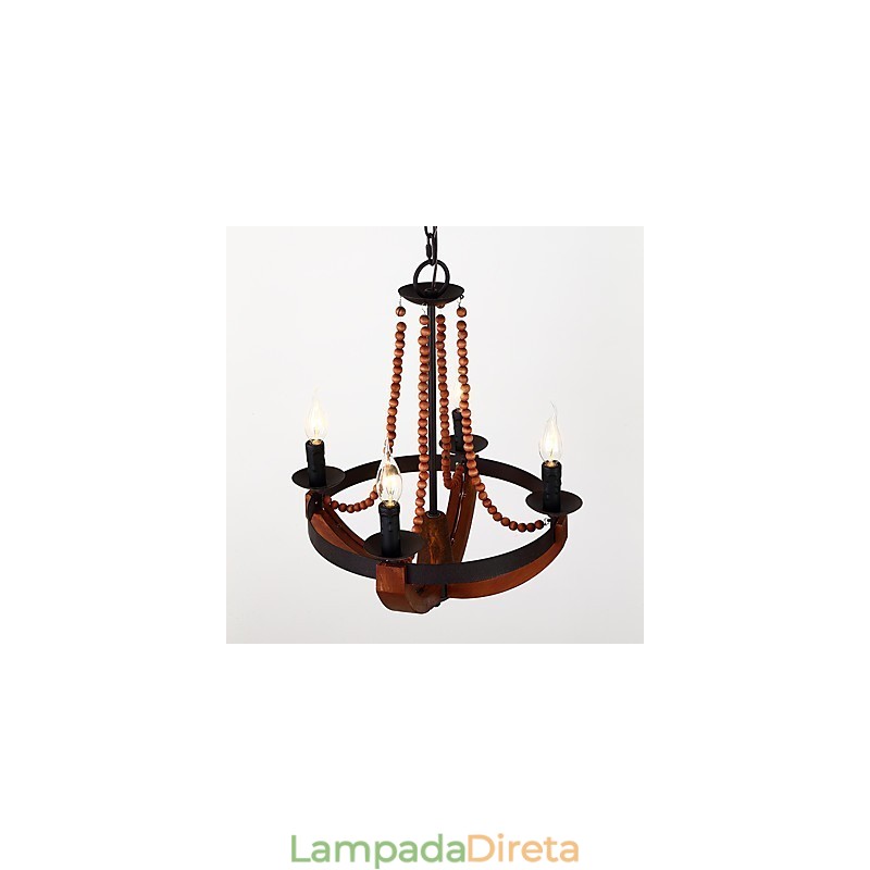 Quatro luzes vintage pintura característica mini estilo madeira bambu lustre lâmpada o decorador pendente lâmpada