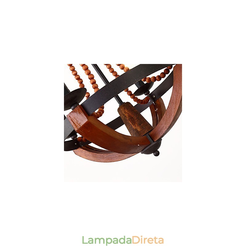Quatro luzes vintage pintura característica mini estilo madeira bambu lustre lâmpada o decorador pendente lâmpada