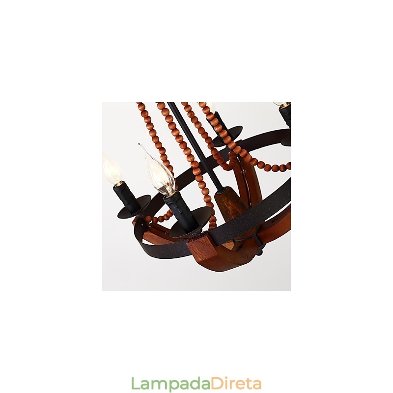 Quatro luzes vintage pintura característica mini estilo madeira bambu lustre lâmpada o decorador pendente lâmpada