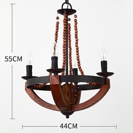 Quatro luzes vintage pintura característica mini estilo madeira bambu lustre lâmpada o decorador pendente lâmpada