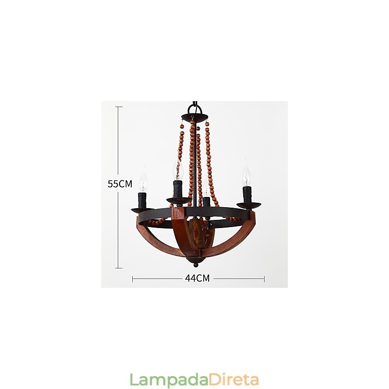Quatro luzes vintage pintura característica mini estilo madeira bambu lustre lâmpada o decorador pendente lâmpada