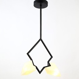 2 postes de luz modernos de metal com lustre de vidro pêssego, luminária pendente para decoração de cantina
