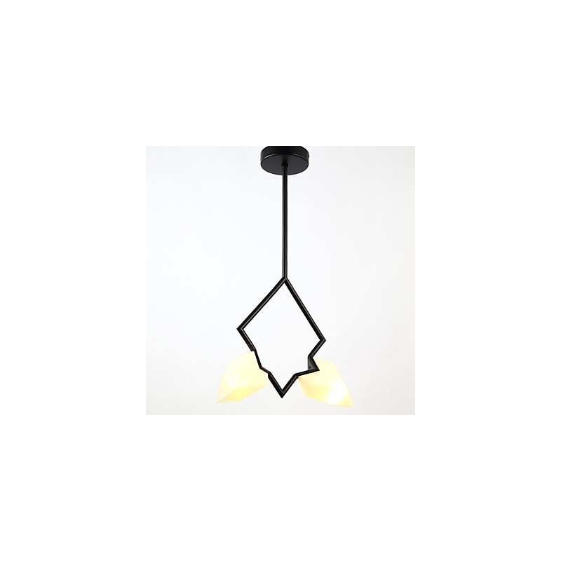2 postes de luz modernos de metal com lustre de vidro pêssego, luminária pendente para decoração de cantina