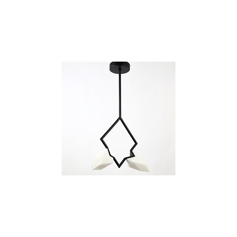 2 postes de luz modernos de metal com lustre de vidro pêssego, luminária pendente para decoração de cantina