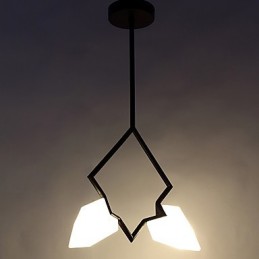 2 postes de luz modernos de metal com lustre de vidro pêssego, luminária pendente para decoração de cantina
