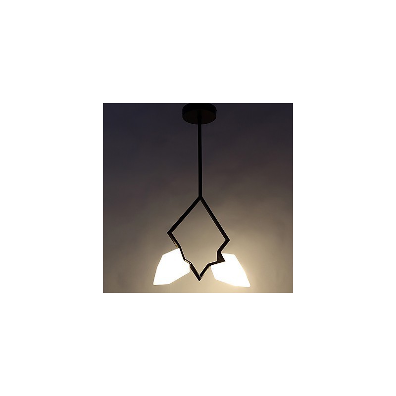 2 postes de luz modernos de metal com lustre de vidro pêssego, luminária pendente para decoração de cantina