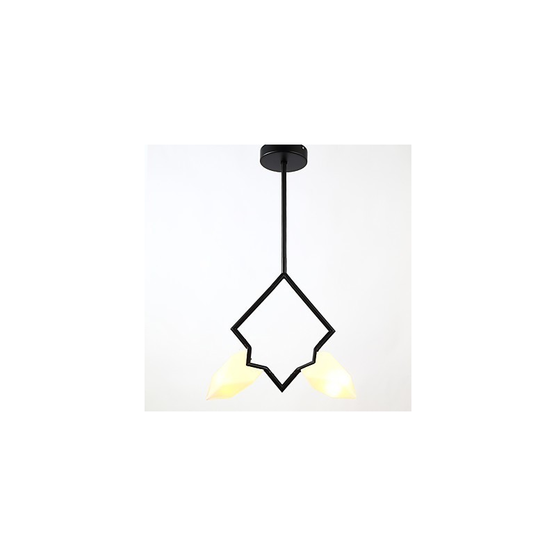 2 postes de luz modernos de metal com lustre de vidro pêssego, luminária pendente para decoração de cantina