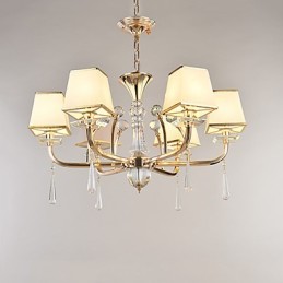 Lustre moderno contemporâneo galvanizado com recurso para metal cristal