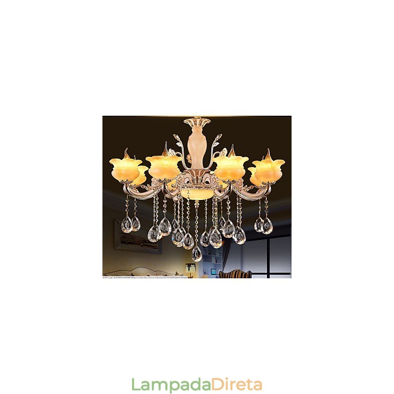 Luminária pendente de cristal jade