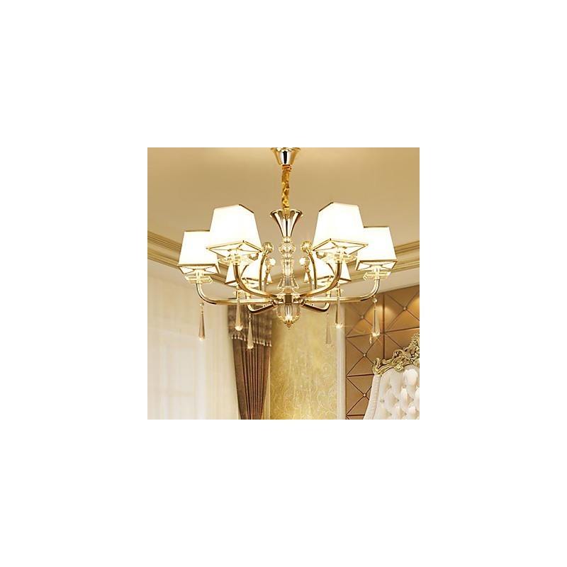 Lustre moderno contemporâneo galvanizado com recurso para metal cristal