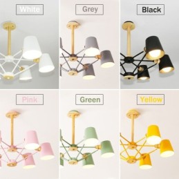Lustre de metal com pintura vintage em madeira de macaron multicolorido
