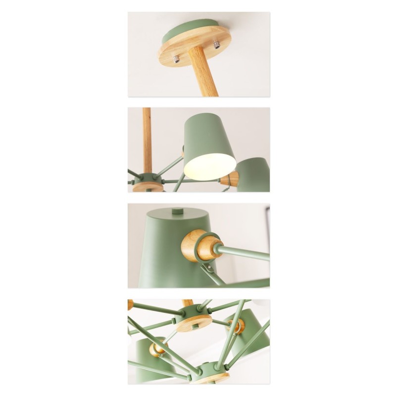 Lustre de metal com pintura vintage em madeira de macaron multicolorido
