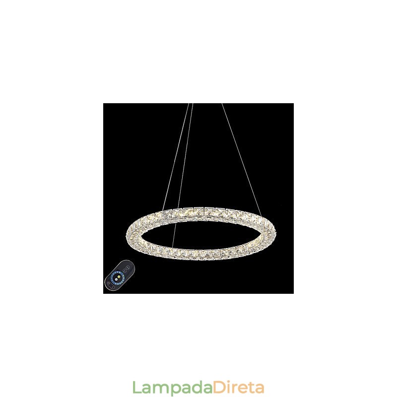 Luminária pendente de teto de cristal em anel moderno, lustre de cristal, luminárias de iluminação interna, luminárias reguláveis com controle remoto