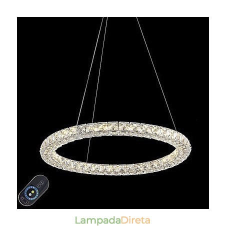 Luminária pendente de teto de cristal em anel moderno, lustre de cristal, luminárias de iluminação interna, luminárias reguláveis com controle remoto Luminária pendente de teto de cristal em anel moderno, lustre de cristal, luminárias de iluminação interna, luminárias reguláveis com controle remoto