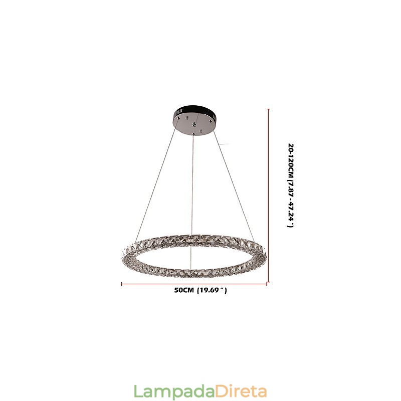 Luminária pendente de teto de cristal em anel moderno, lustre de cristal, luminárias de iluminação interna, luminárias reguláveis com controle remoto