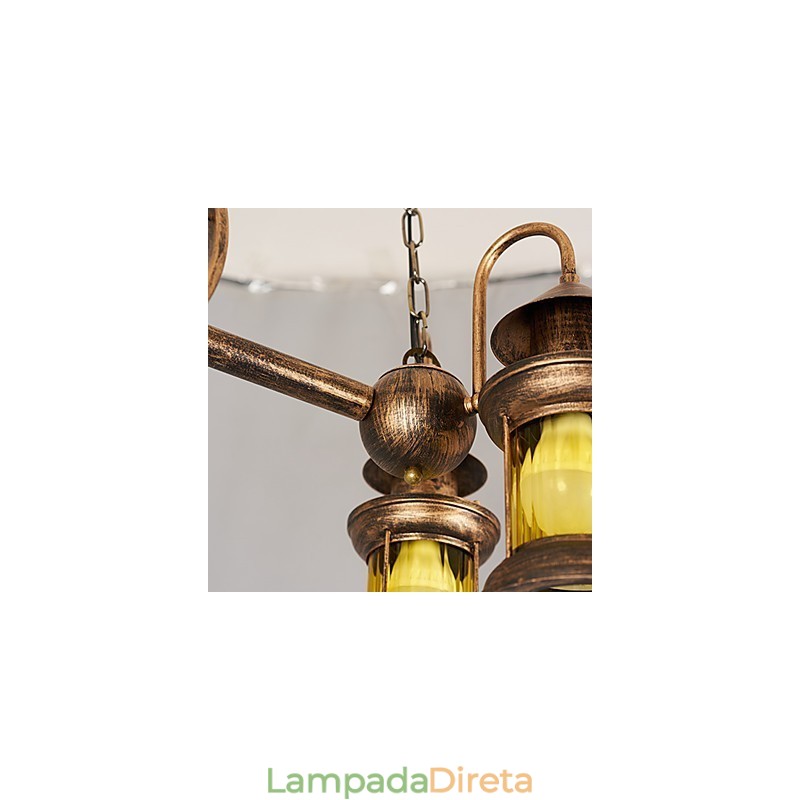 Lustre de metal rústico estilo chalé vintage retrô country globo pintura característica para designers de estilo mini