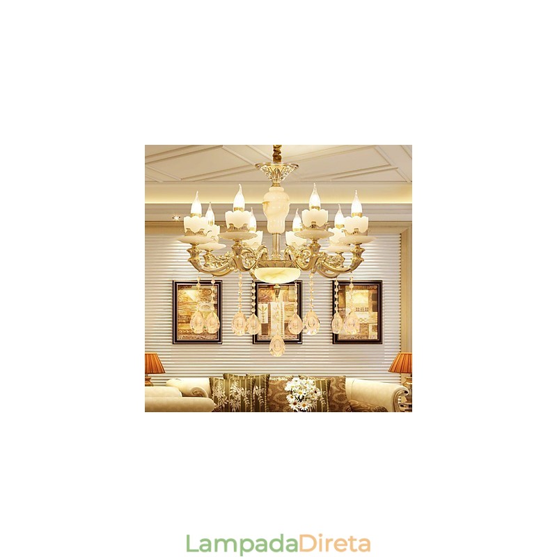 Lustre de cristal de liga de zinco estilo europeu para casa