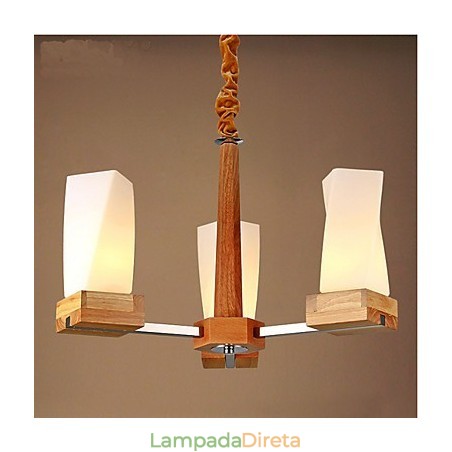 Luminária de teto criativa de madeira maciça com iluminação de arte simples Luminária de teto criativa de madeira maciça com iluminação de arte simples
