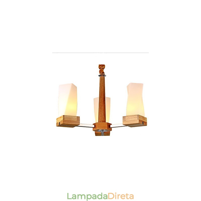 Luminária de teto criativa de madeira maciça com iluminação de arte simples