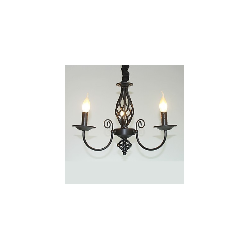 Lustre de estilo europeu 3 luzes Lustre Luzes simples Criativas Ferro Velas Lâmpadas