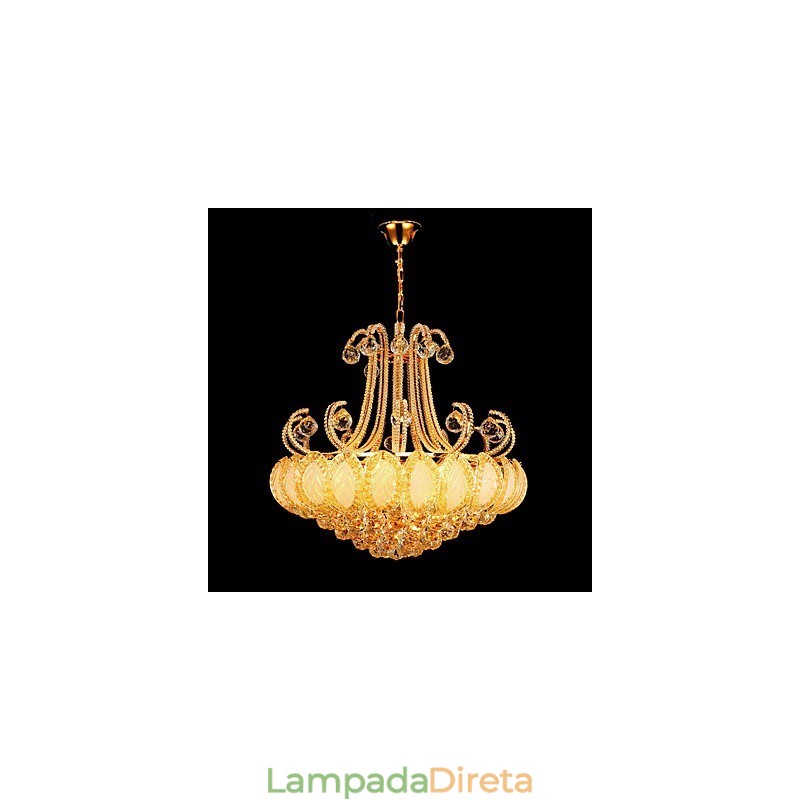 Lustre de luxo moderno com pingente de cristal, diâmetro de 50 cm, contém 8 lâmpadas