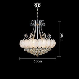 Lustre de luxo moderno com pingente de cristal, diâmetro de 50 cm, contém 8 lâmpadas
