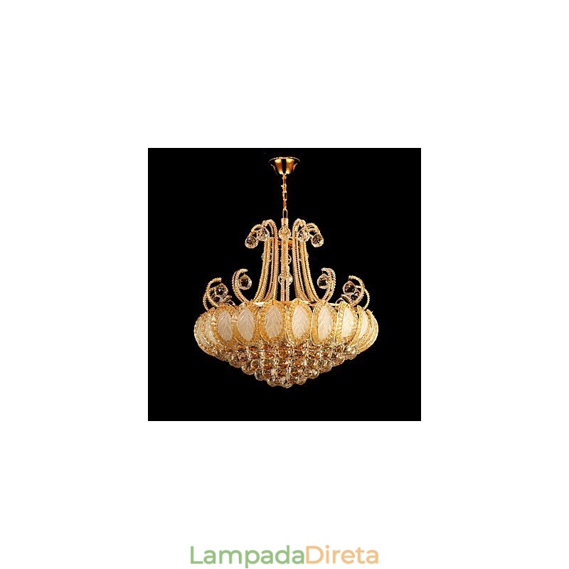 Lustre de luxo moderno com pingente de cristal, diâmetro de 50 cm, contém 8 lâmpadas