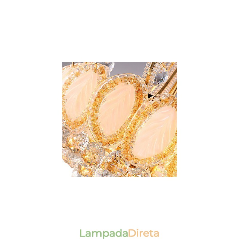 Lustre de luxo moderno com pingente de cristal, diâmetro de 50 cm, contém 8 lâmpadas
