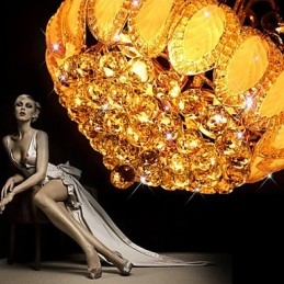 Lustre de luxo moderno com pingente de cristal, diâmetro de 50 cm, contém 8 lâmpadas