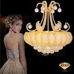 Lustre de luxo moderno com pingente de cristal, diâmetro de 50 cm, contém 8 lâmpadas