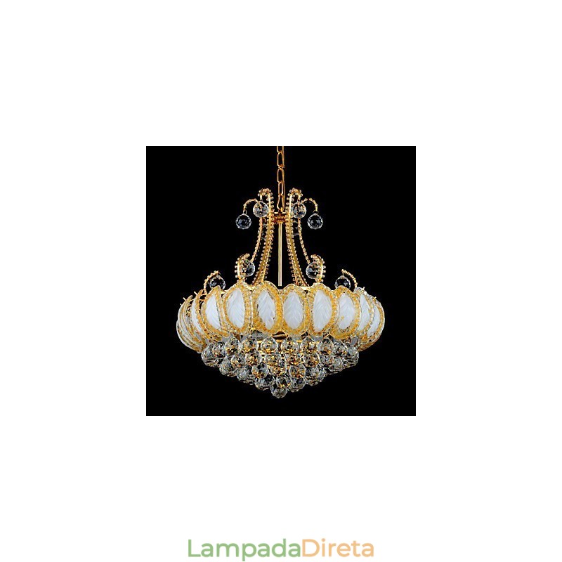 Lustre de luxo moderno com pingente de cristal, diâmetro de 50 cm, contém 8 lâmpadas