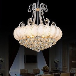 Lustre de luxo moderno com pingente de cristal, diâmetro de 50 cm, contém 8 lâmpadas